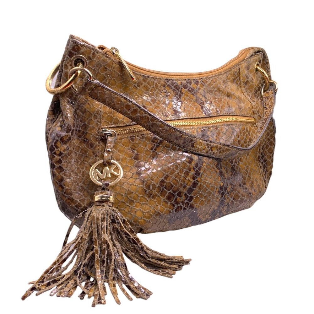 MICHAEL KORS Snakeskin Leather Crossbody Hobo